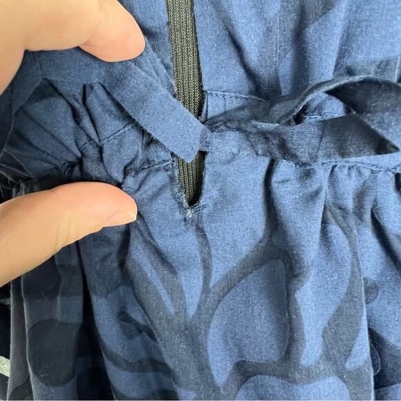 J. Crew Navy Blue Blouse Cotton Blend Burnout Sheer - Picture 5 of 7